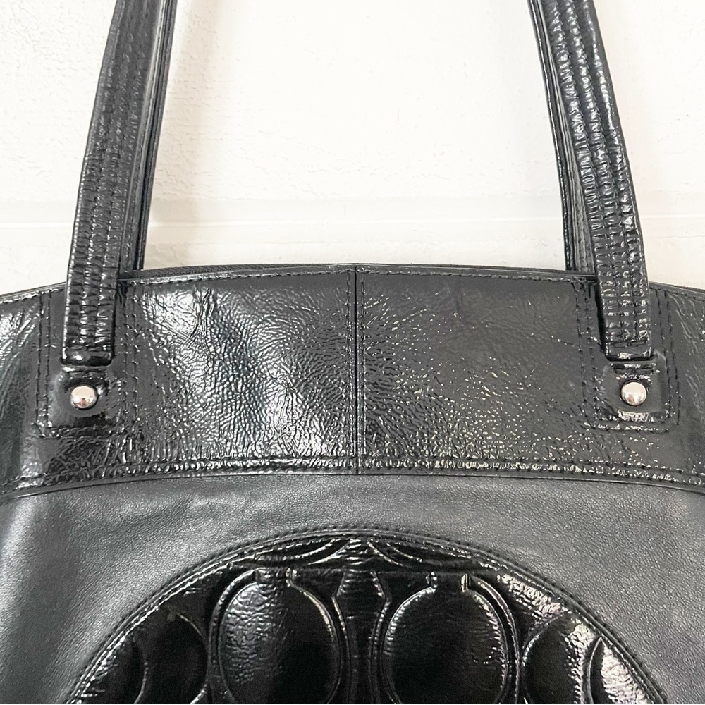 Coach Laura Signature Embossed Black Leather Tote Bag - Picture 9 of 9